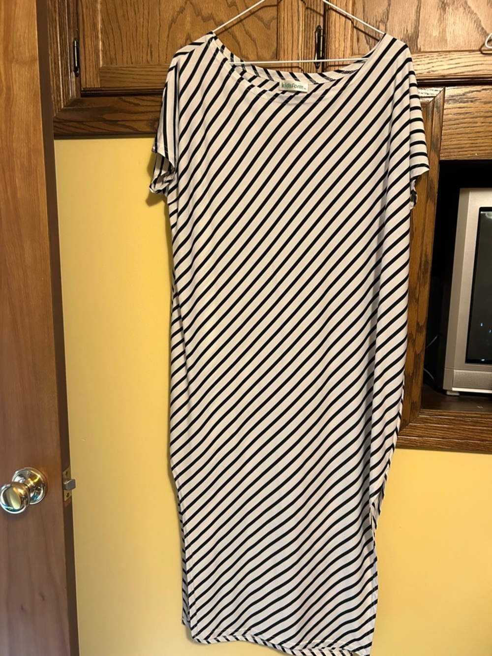 Black and White Diagonal Stripe Maxi Dress